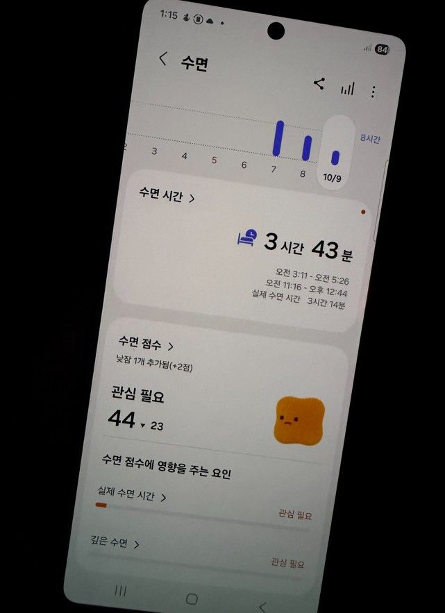 1시간 30분 더 자고, '에너지 점수' 2점 획득