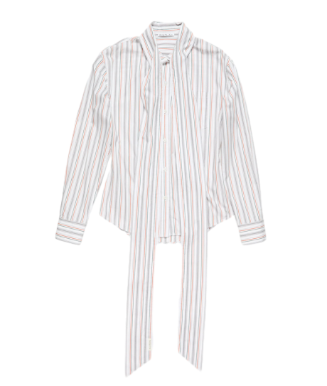 스카프가 있는 스트라이프 블라우스