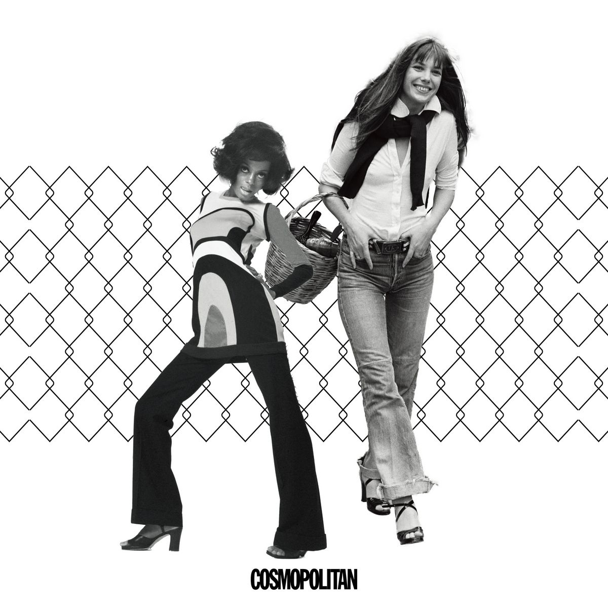 1970’s 제인 버킨 같은 히피 스타일 및 디스코 문화로 인한 벨보텀 팬츠 트렌드. 