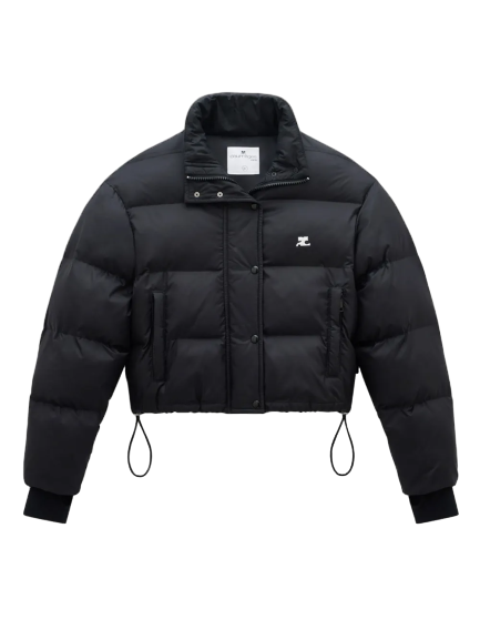 로고 프린트 하이 넥 패딩 재킷