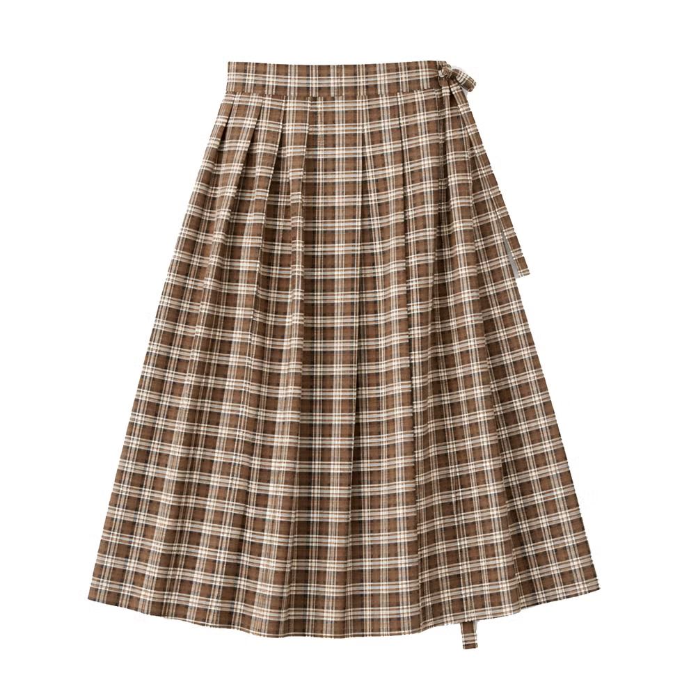 Miss Selfridge tailored pleated midi skirt in check