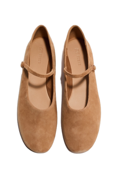 스웨이드 메리제인 플랫 슈즈