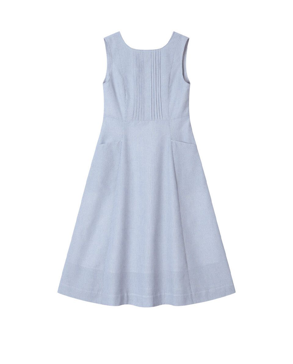 핀턱 슬리브리스 롱 원피스