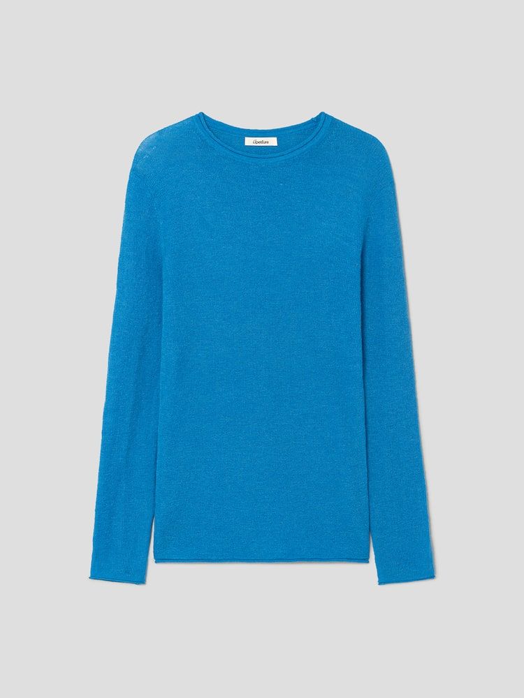 Sheer Round Knit Top Blue