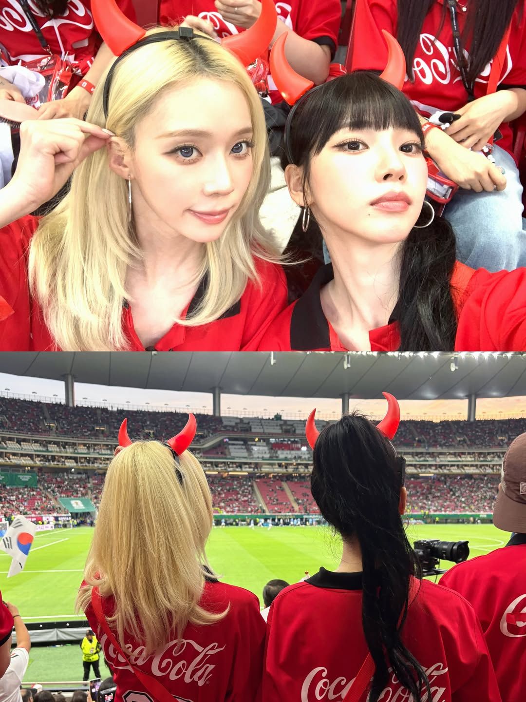 에스파 윈터 & 카리나, 2026 북중미 월드컵 응원 패션 | 인스타그램 @katarinabluu, @imwinter