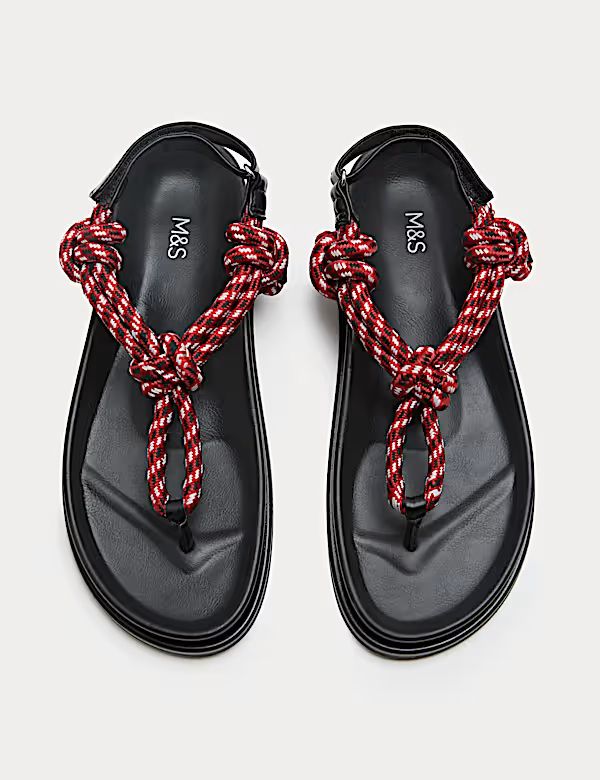 Strappy Footbed Rope Detail Sandals