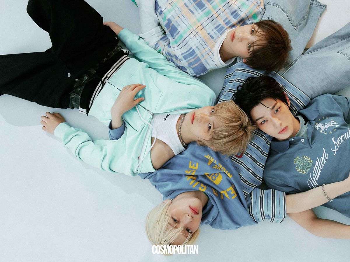 (위부터 시계 반대 방향으로, 장슈아이보)티셔츠 Sunlove. 이너 톱, 목걸이 스타일리스트 소장품. (박주원)후드 집업 Grailz. 슬리브리스 톱 Roynine. 데님 팬츠 OY. 이너 팬츠 Good Brand. 목걸이 스타일리스트 소장품. (차웅기)후드 티셔츠 Hello Sunrise. 이너 톱 Sunlove. 데님 버뮤다팬츠 Miseki Seoul. 팔찌, 반지 스타일리스트 소장품. (스티븐)피케 셔츠 Untitled Seoul. 이너 톱 Oddstudio. 데님 팬츠, 팔찌 스타일리스트 소장품.