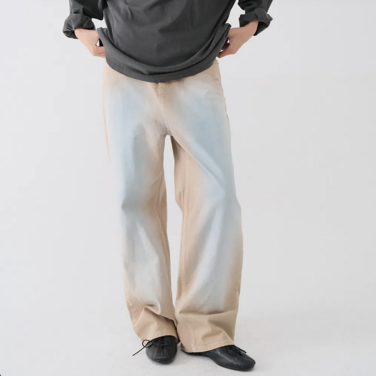 STRAIGHT WASHED PAINTING DENIM PANTS_BEIGE BLUE 9만9천원대