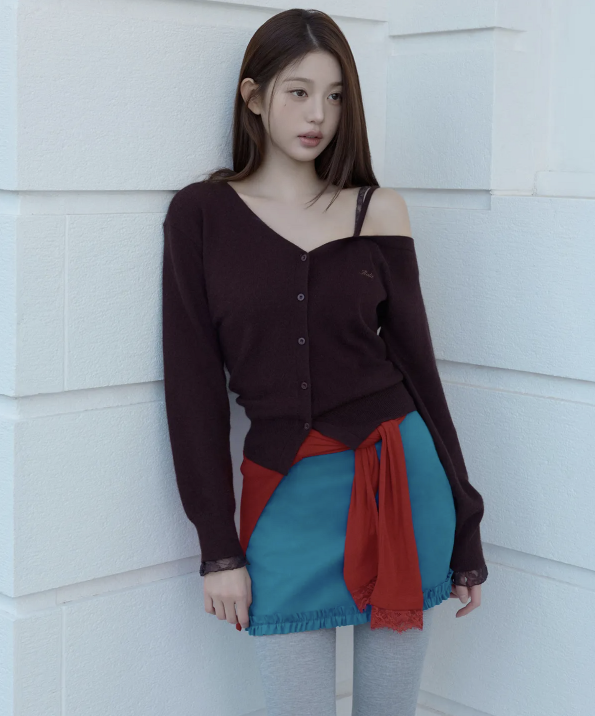 프릴 스웨이드 미니스커트 틸 블루 86,330원