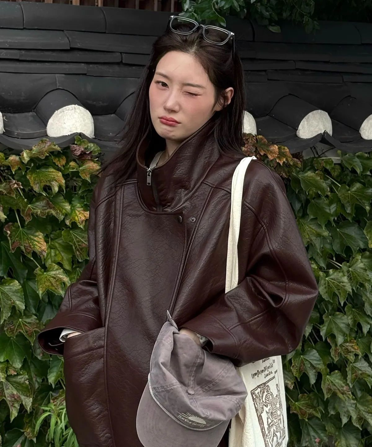 하이넥 포켓 레더 점퍼 21만원대