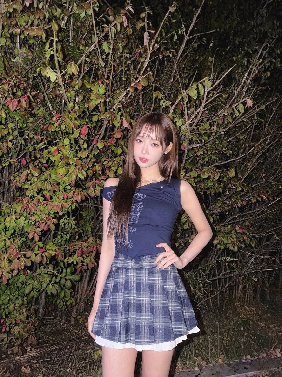 최유정, 가을 체크 패션 | 인스타그램 @dbeoddl__ 