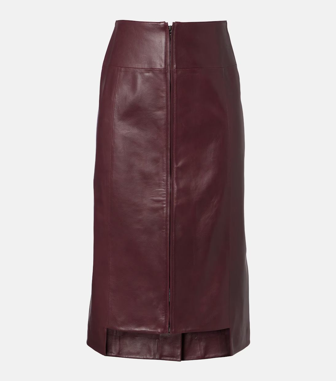 Leather midi skirt