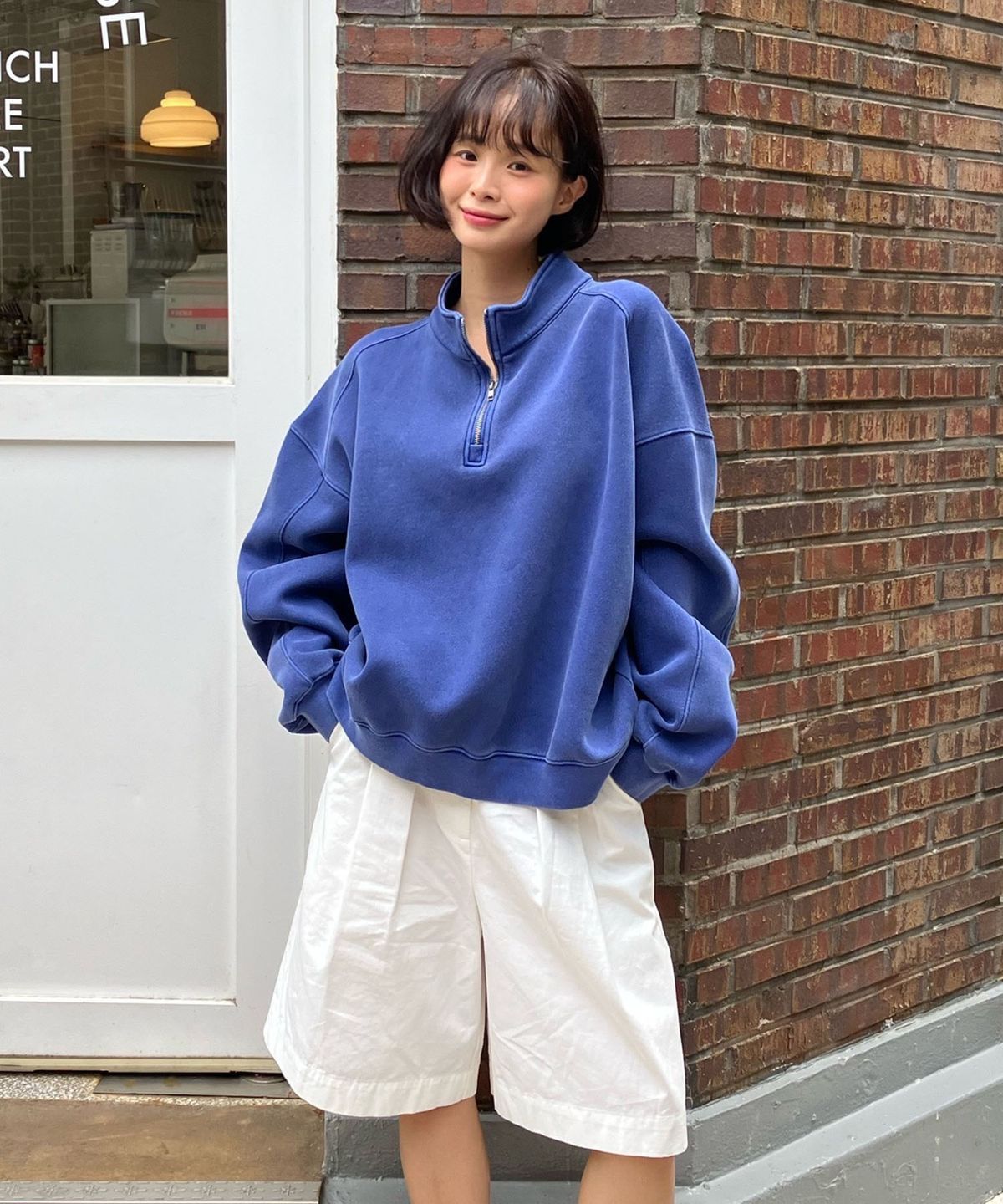 스웻 크롭 반집업