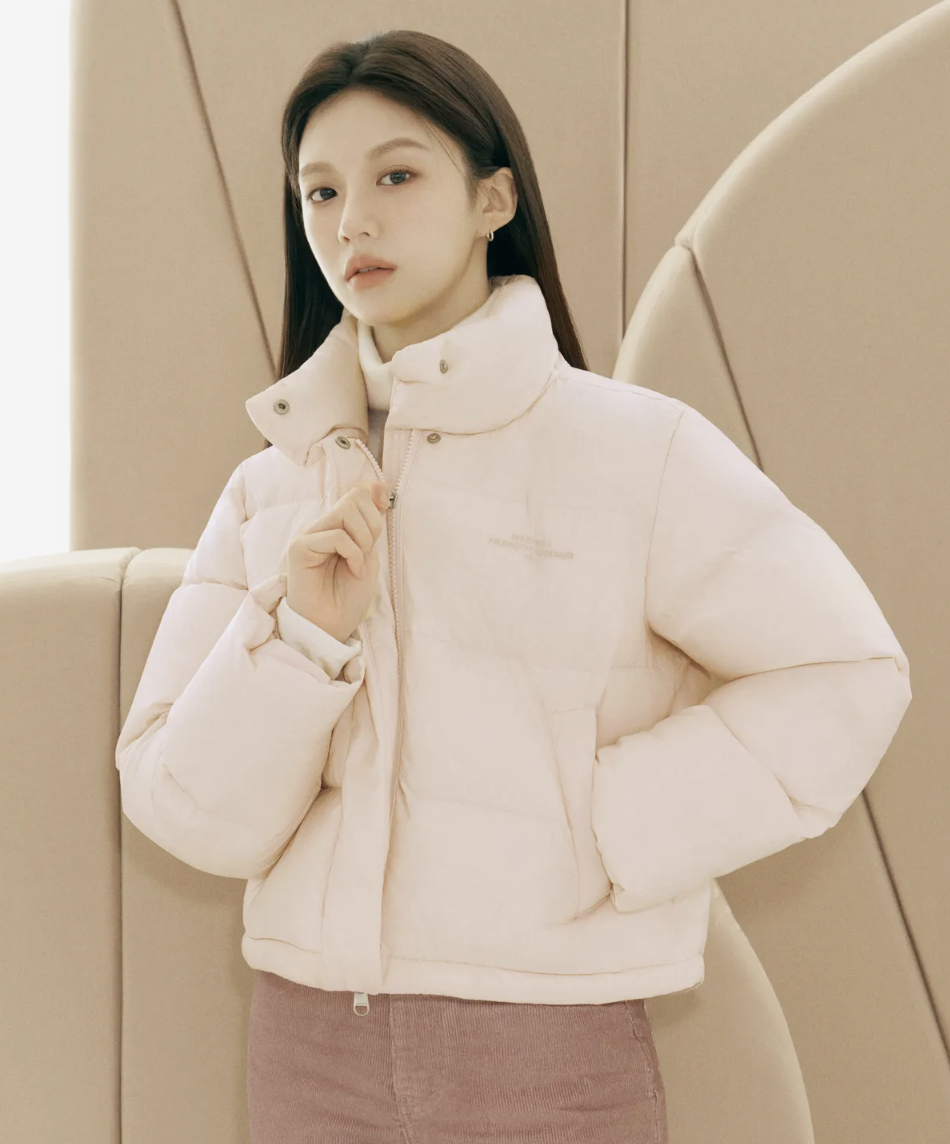 W BASIC DUCK DOWN CROP PUFFER light pink