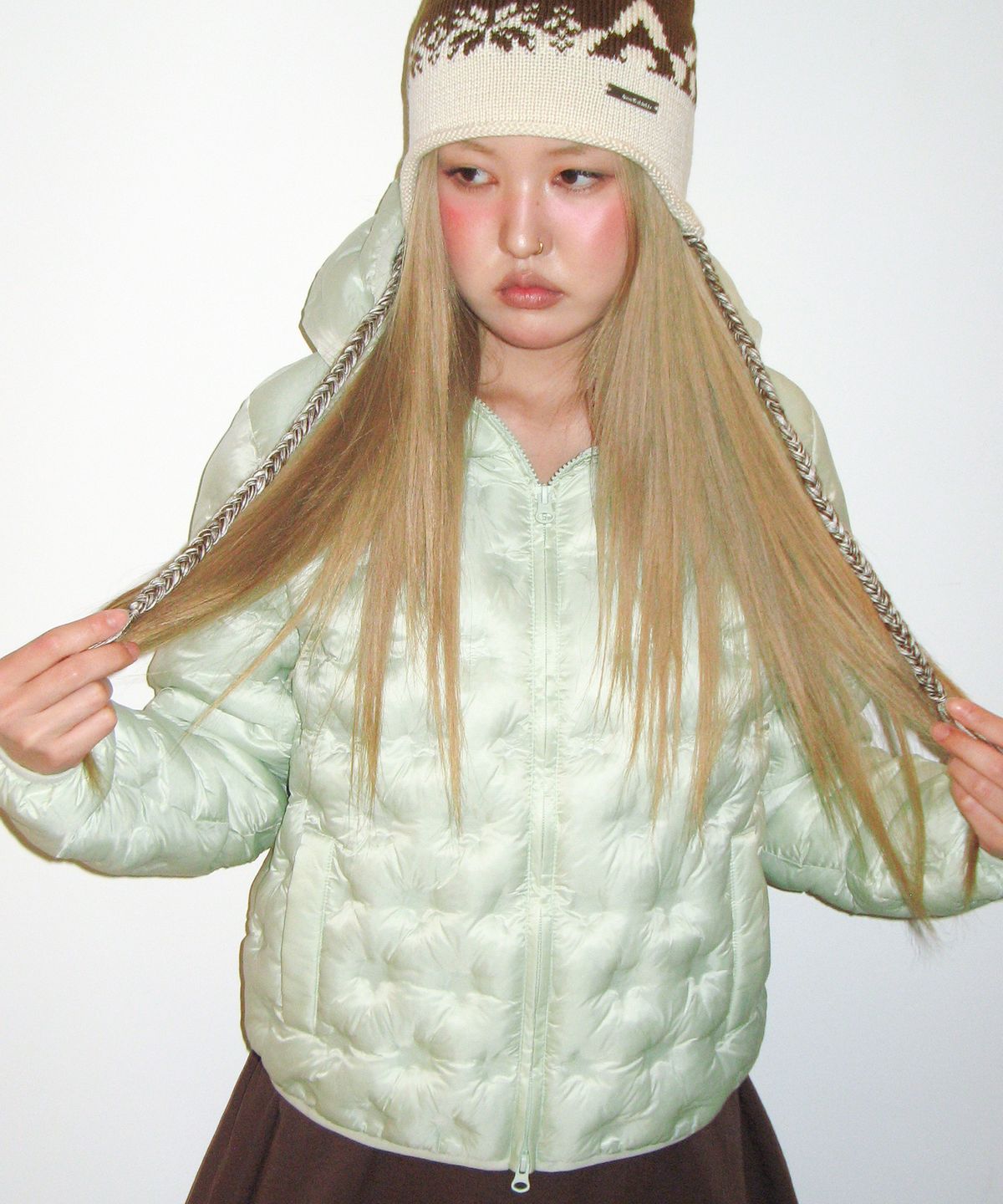 STAR LIGHTWEIGHT HOODED PADDING MINT