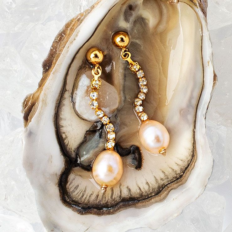 컬러 스톤과 진주 드롭 귀고리 10만원대 텔라 배베(Tela Wa~ve). 