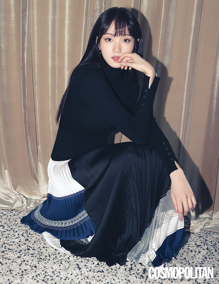 하이넥 골지 니트 톱 더엣지.