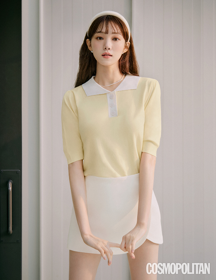 버튼 칼라 니트 톱 더엣지.
