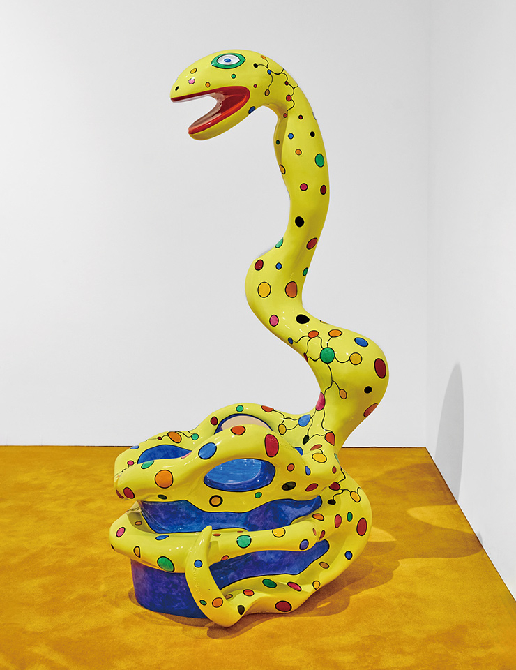 Niki de Saint Phalle Pouf Serpent jaune 1994 polyester, polyurethane paint 178x 74x88 cm.