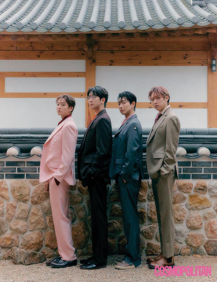 (조민규)슈트 셋업 79만원 SHUIT. 로퍼 24만8천원 손신발. 셔츠 스타일리스트 소장품. (고우림)재킷 99만원, 팬츠 42만5천원 모두 송지오 옴므. 실크 셔츠 45만원 르메테크. 안경 51만1천원 미우미우 by 에실로 룩소티카. 블로퍼 스타일리스트 소장품. (배두훈)블레이저 27만9천원, 팬츠 15만9천원 모두 서키. 셔츠 7만9천원 마틴 플랜. 스니커즈 가격미정 코치. (강형호)슈트 셋업 55만원 로드 앤 테일러. 실크 셔츠 45만원 르메테크. 첼시 부츠 7만9천원 인텐스 by 엘칸토. 타이 스타일리스트 소장품.