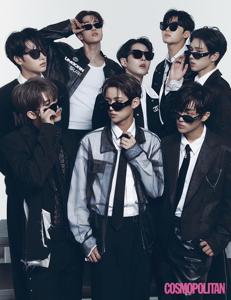 (지은호)니트 톱 61만원 모스키노. 선글라스 가격미정 마노모스. 셔츠 스타일리스트 소장품. (준우)아우터 60만원대 써저리. 팬츠 가격미정 모스키노. 선글라스 가격미정 젠틀몬스터. 슬리브리스 톱, 목걸이 스타일리스트 소장품. (타쿠마)아우터 26만8천원 쿠뛰르노이. 선글라스 41만5천원 S.T.듀퐁 by DK. 셔츠, 귀고리, 타이 스타일리스트 소장품. (은섭)아우터 51만원대 13DE MARZO. 선글라스 가격미정 르스펙스. 목걸이 10만원대 페페쥬. 셔츠, 타이 스타일리스트 소장품. (카엘)아우터 가격미정 크랙엠아이. 선글라스 가격미정 르스펙스. 셔츠, 귀고리, 반지 스타일리스트 소장품. (도현)아우터 1백30만원 ADEKUVER. 블라우스 가격미정 르메테크. 선글라스 가격미정 키블리. 타이, 팬츠, 반지 스타일리스트 소장품. (이안)아우터 7만원대 kuiz. 팬츠 17만6천원 마틴플랜. 선글라스 가격미정 르스펙스. 목걸이 28만원 페페쥬. 셔츠, 액세서리, 타이 스타일리스트 소장품. (진수)아우터, 팬츠, 벨트 모두 가격미정 르메테크. 선글라스 35만원 젠틀 몬스터. 셔츠, 목걸이, 타이 스타일리스트 소장품.