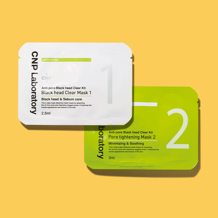 CNP 안티-포어 블랙헤드 클리어 키트 10회분 3만2천원▶피지와 블랙헤드를 자극 없이 녹여 피부를 매끈하게 한다.