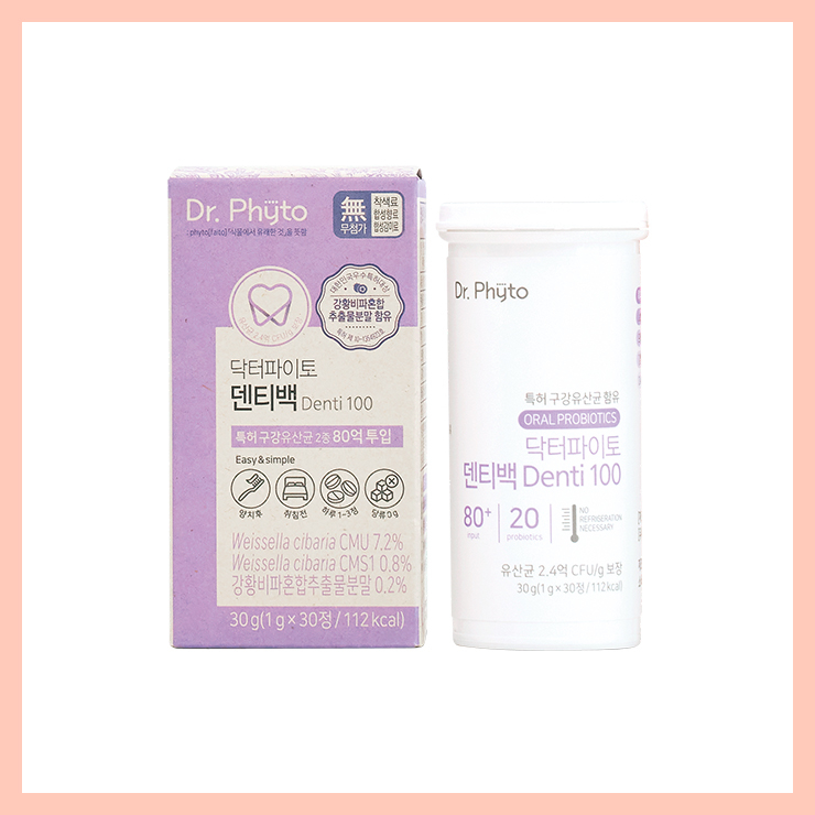닥터파이토 덴티백 구강유산균 사균 프로바이오틱스 프리바이오틱스 30g(1gx30정) 3만6천원